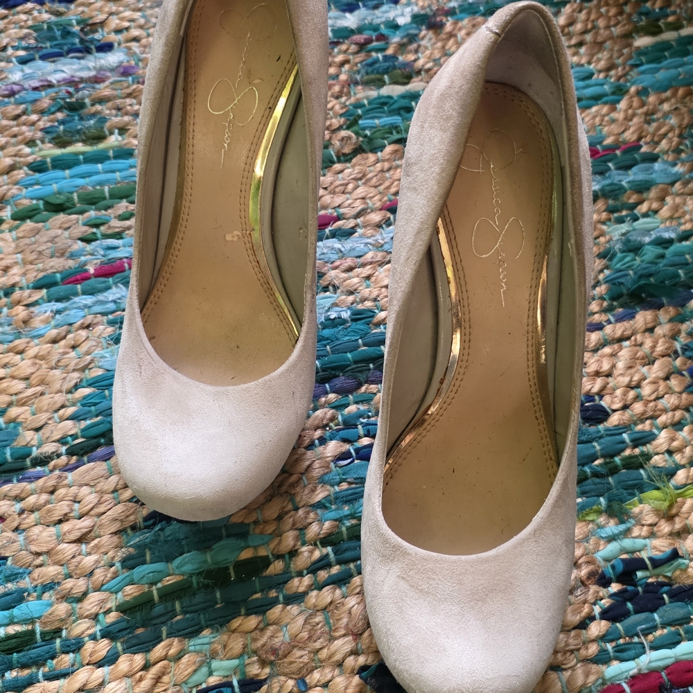 Jessica Simpson Nude Suede Heels Size  7.5